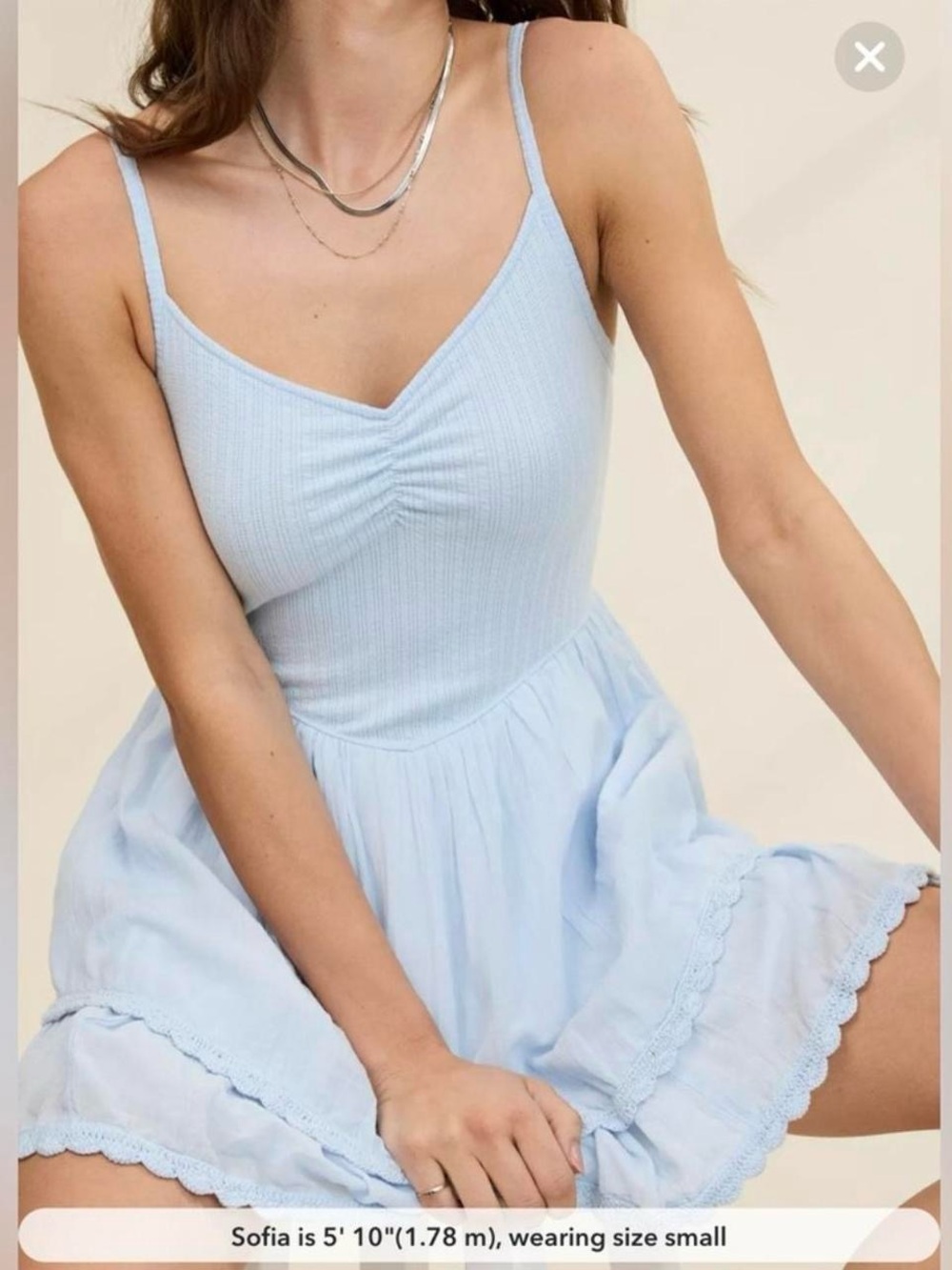aerie Light Blue Ribbed Tank Top - Picture 2 of 6